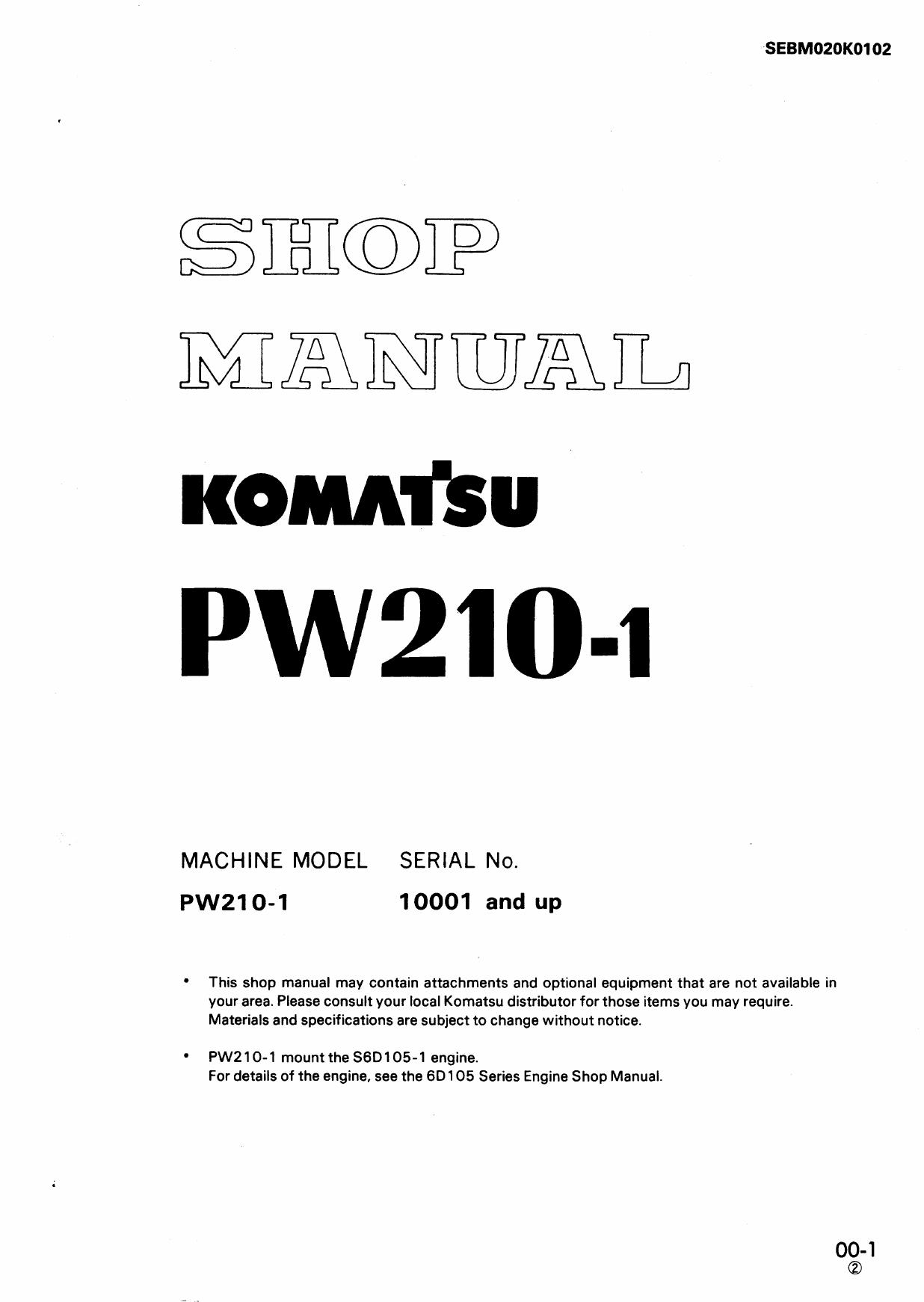 PW210-1  Shop Manual